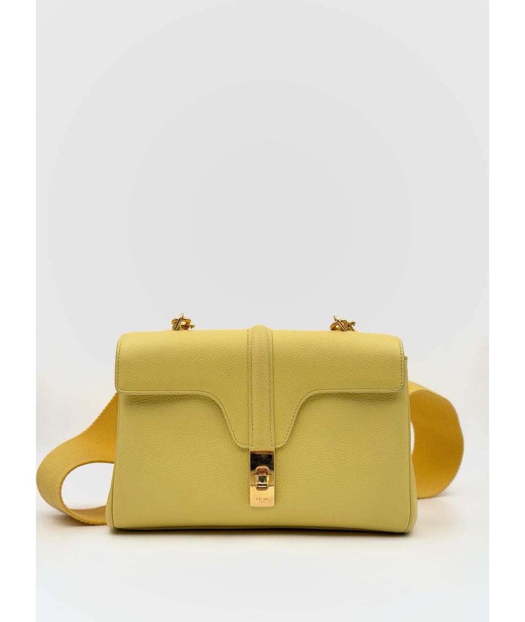 CELINE Желтая кожаная сумка через плечо, фото 7
