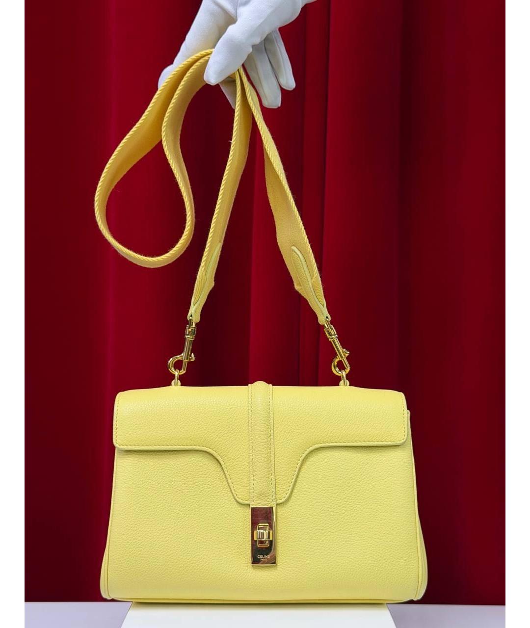 CELINE Желтая кожаная сумка через плечо, фото 5