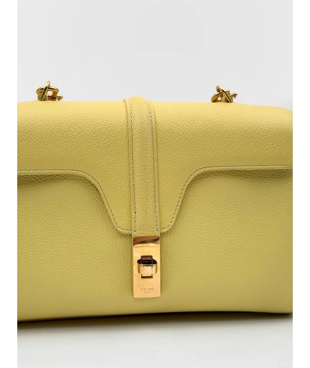 CELINE Желтая кожаная сумка через плечо, фото 4