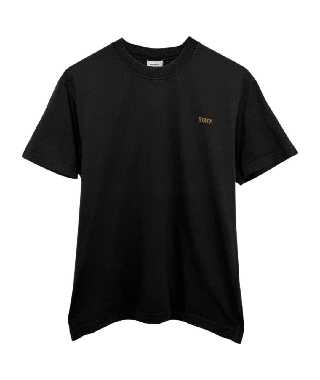 VETEMENTS Черная хлопковая футболка, фото 1