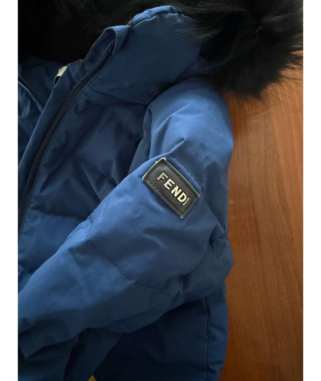 FENDI Темно-синий полиэстеровый пуховик, фото 4