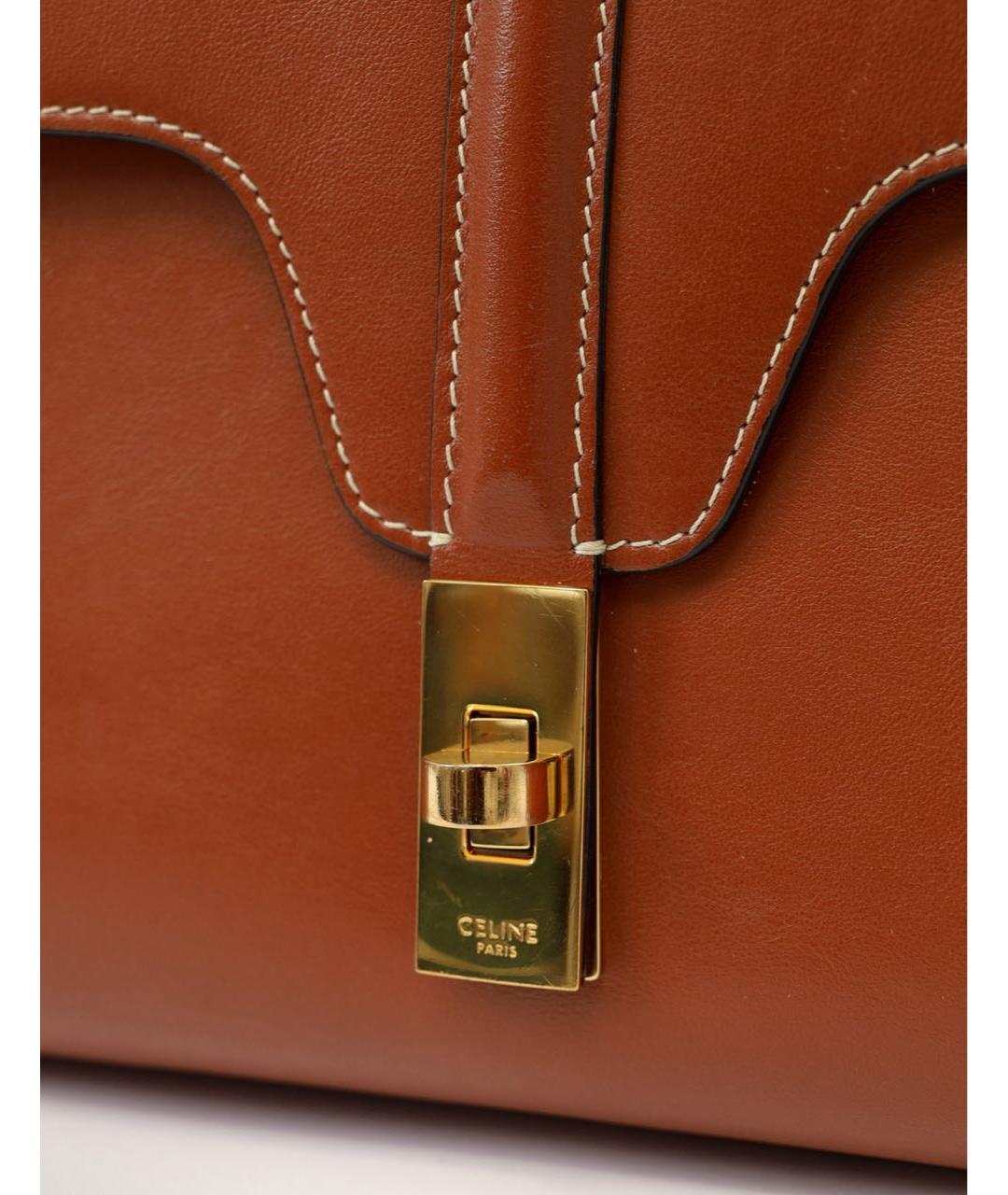 CELINE Коричневая кожаная сумка через плечо, фото 6