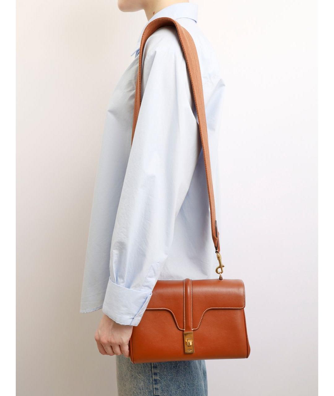 CELINE Коричневая кожаная сумка через плечо, фото 2