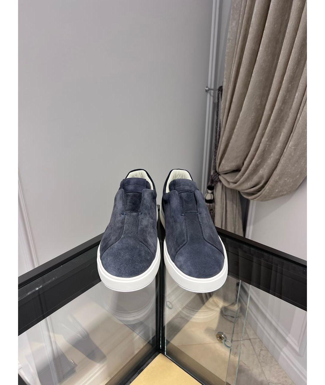 SANTONI Темно-синие замшевые слипоны, фото 3