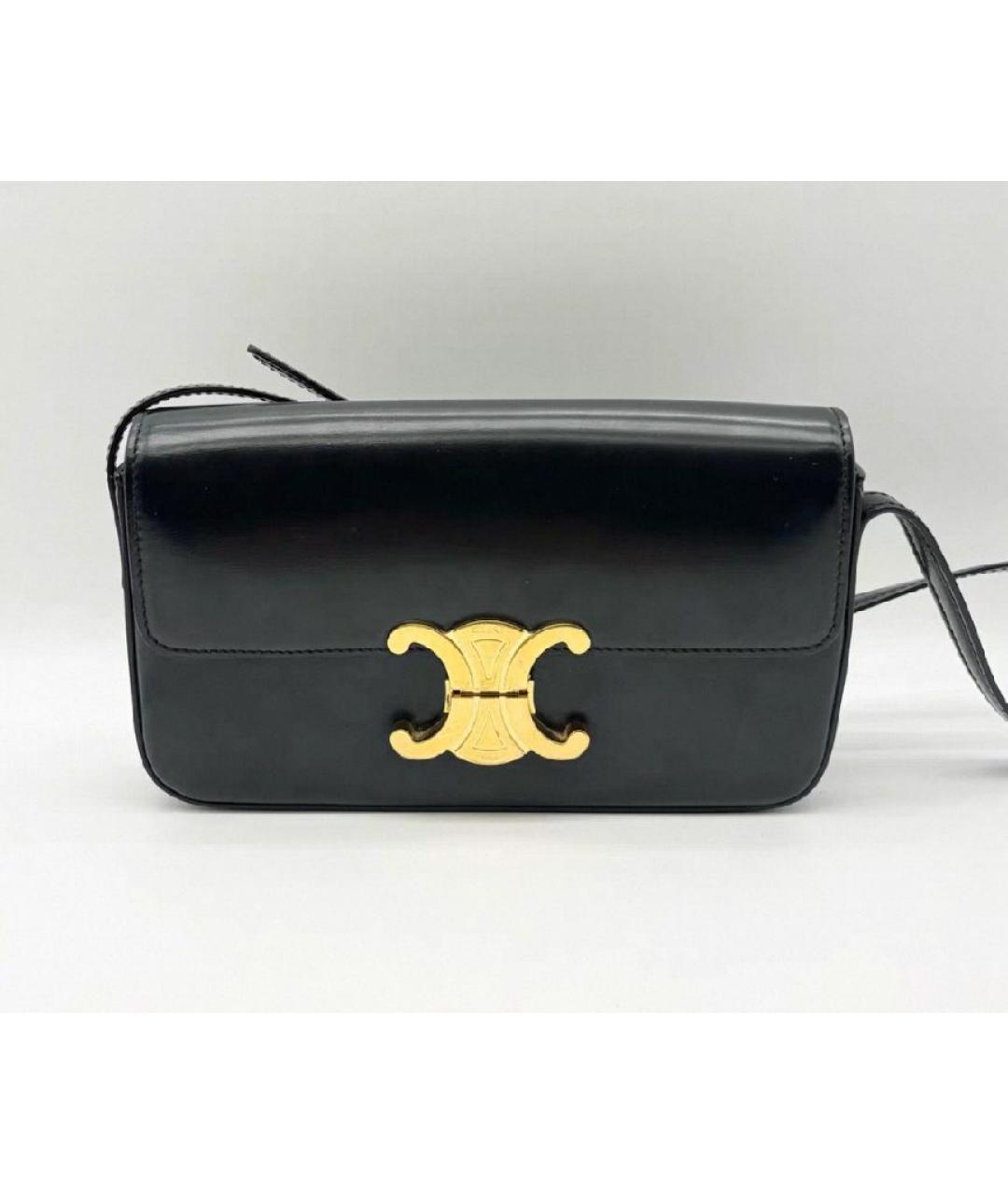 CELINE Черная кожаная сумка через плечо, фото 4