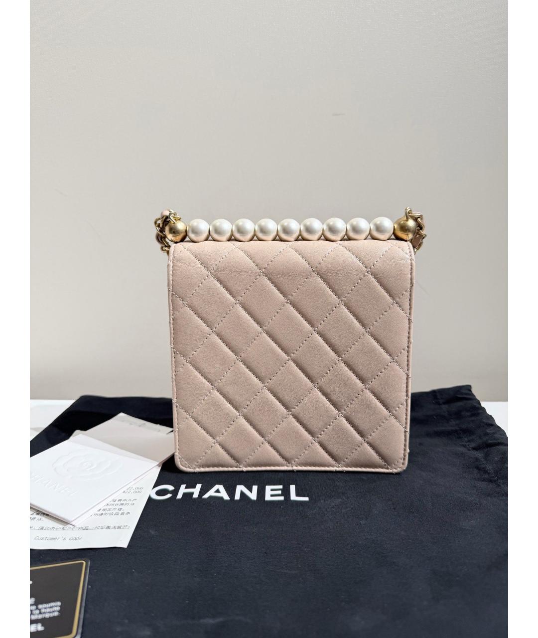 CHANEL Бежевая кожаная сумка через плечо, фото 3