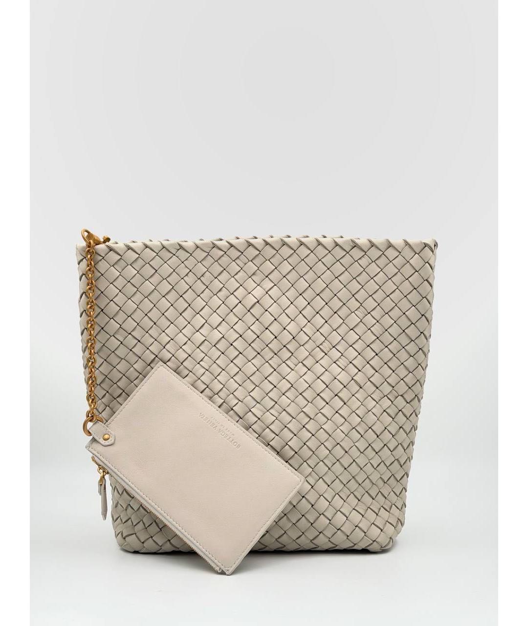 BOTTEGA VENETA Бежевая кожаная сумка тоут, фото 7