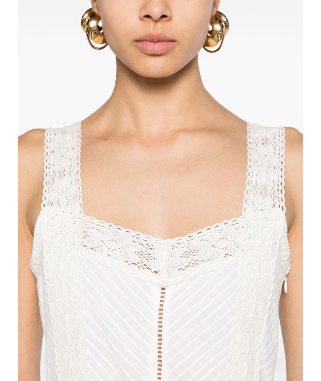 TWIN-SET Белое хлопковое повседневное платье, фото 2