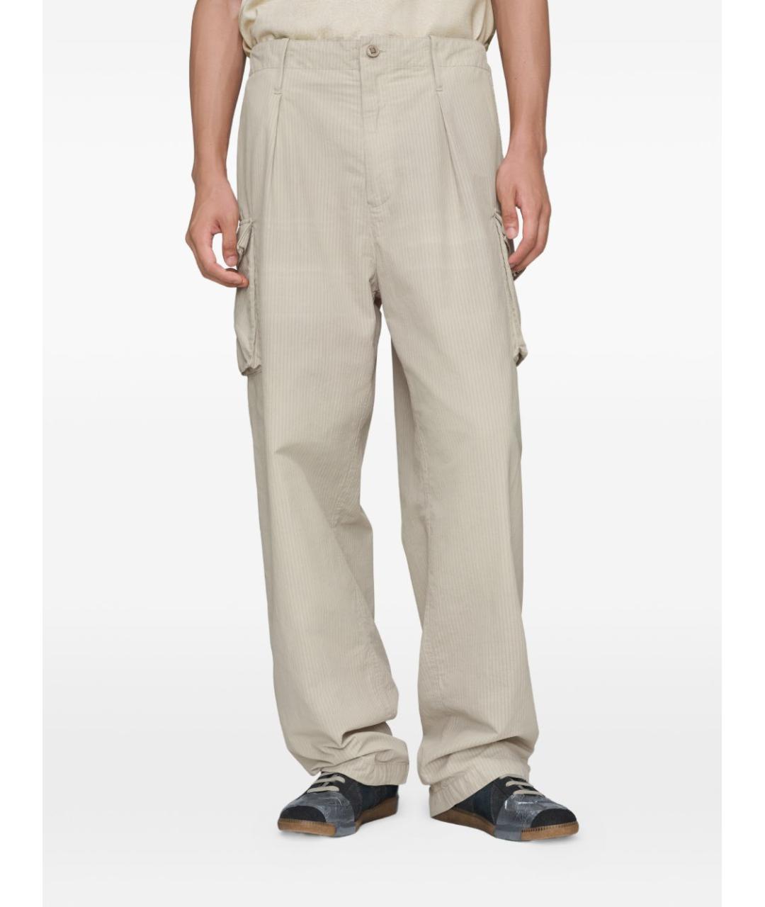MAISON MARGIELA Бежевые хлопковые повседневные брюки, фото 3
