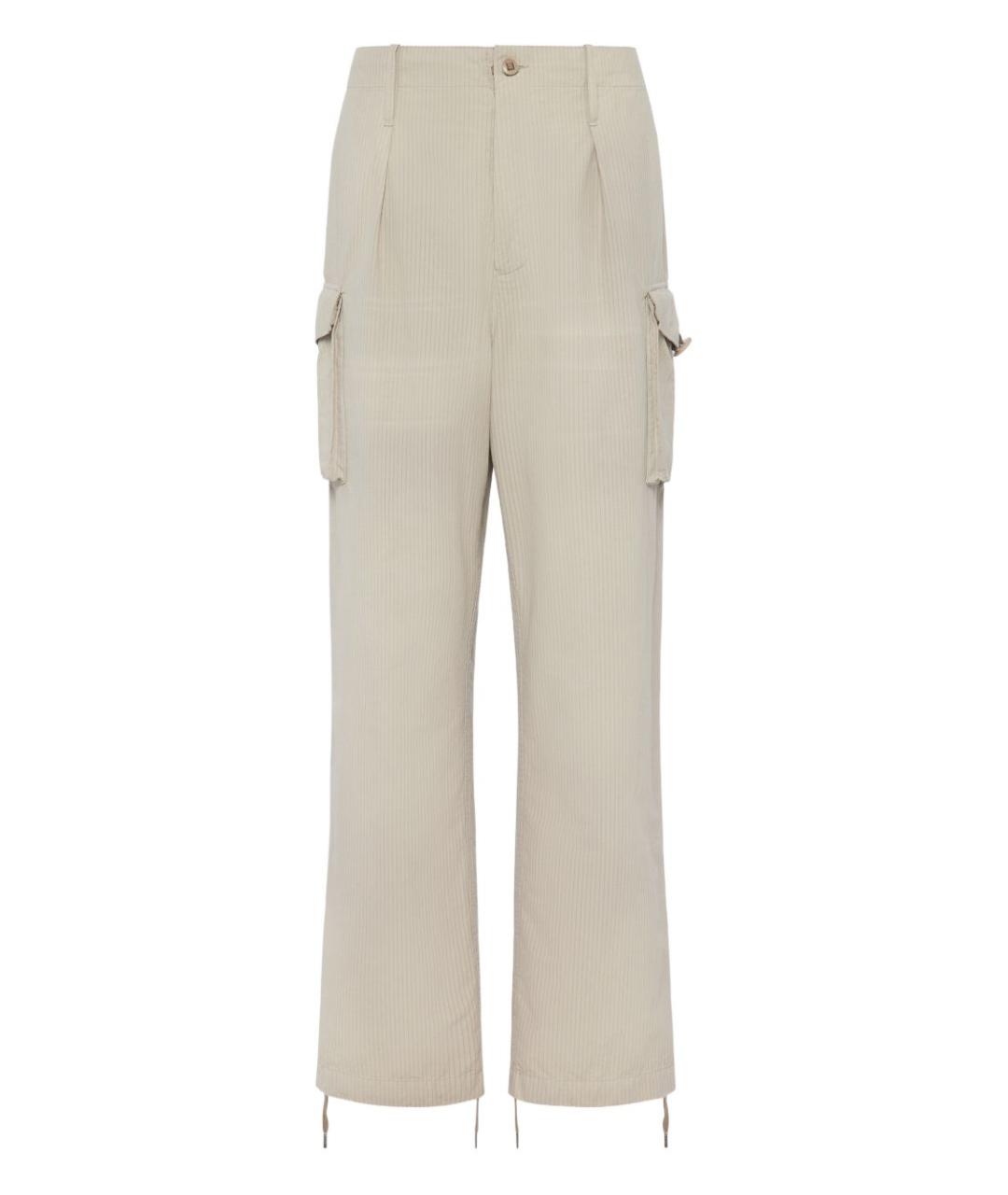 MAISON MARGIELA Бежевые хлопковые повседневные брюки, фото 1