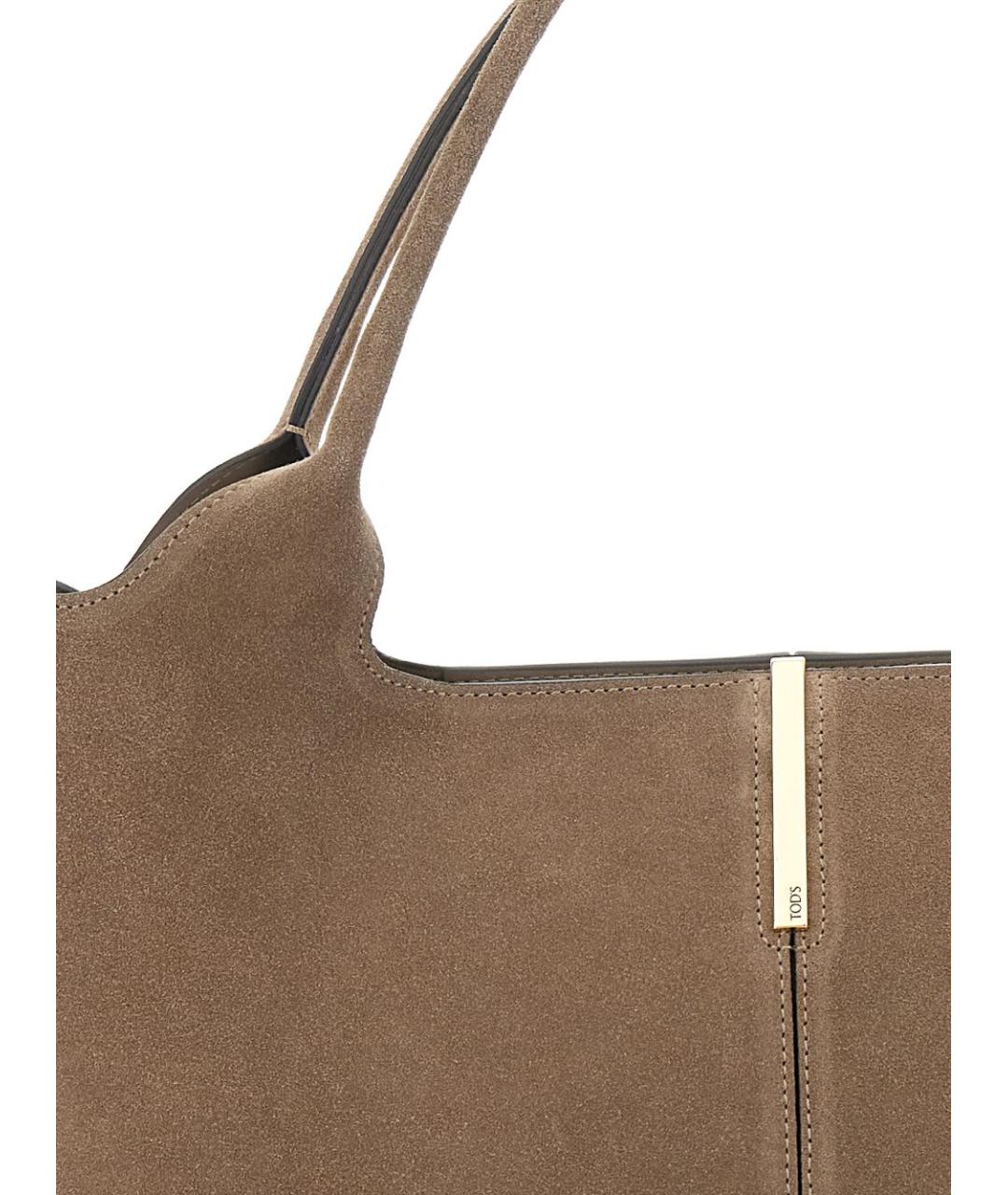 TOD'S Бежевая кожаная сумка тоут, фото 3