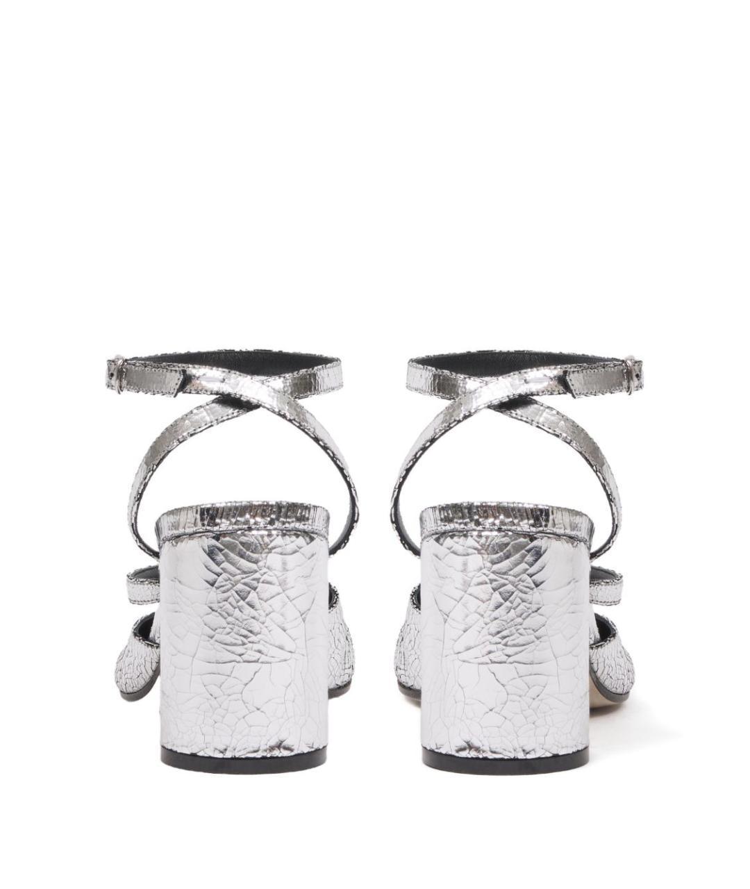 MAISON MARGIELA Серебряные кожаные босоножки, фото 4
