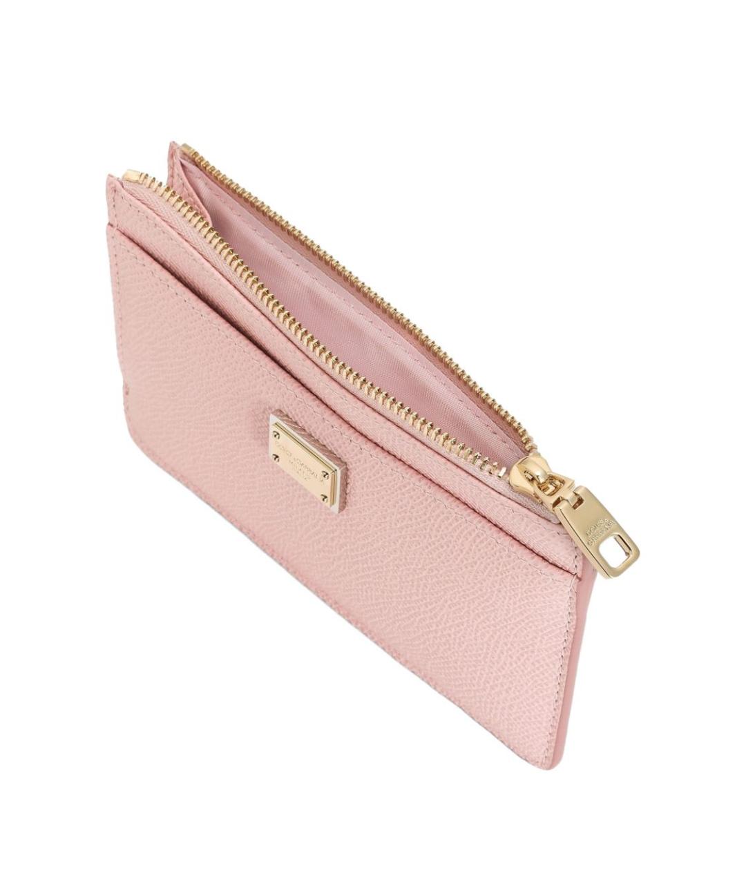 DOLCE&GABBANA Розовый кожаный кардхолдер, фото 4