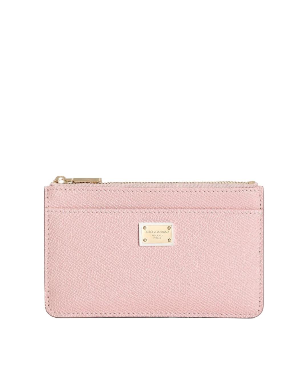 DOLCE&GABBANA Розовый кожаный кардхолдер, фото 1