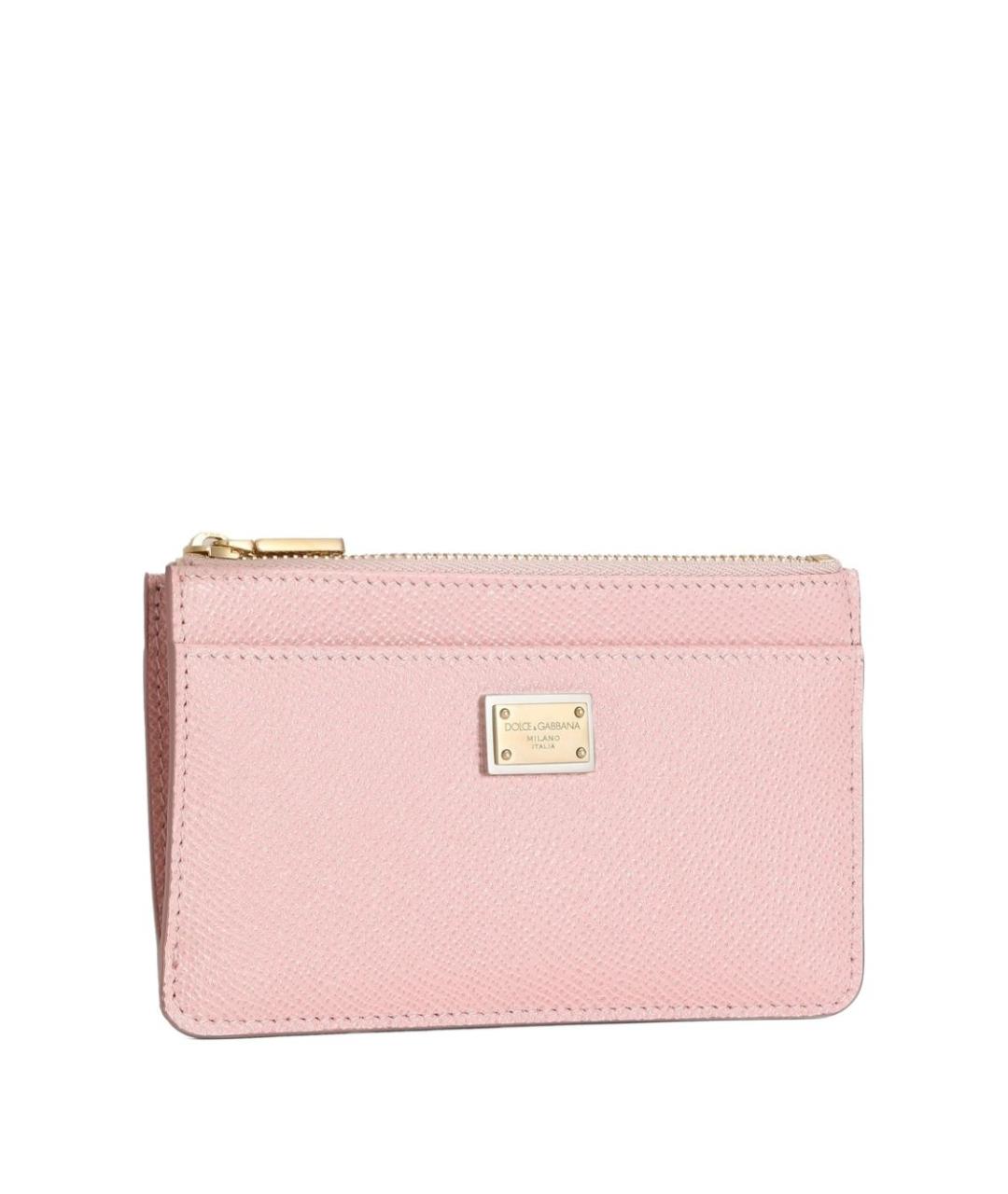 DOLCE&GABBANA Розовый кожаный кардхолдер, фото 3