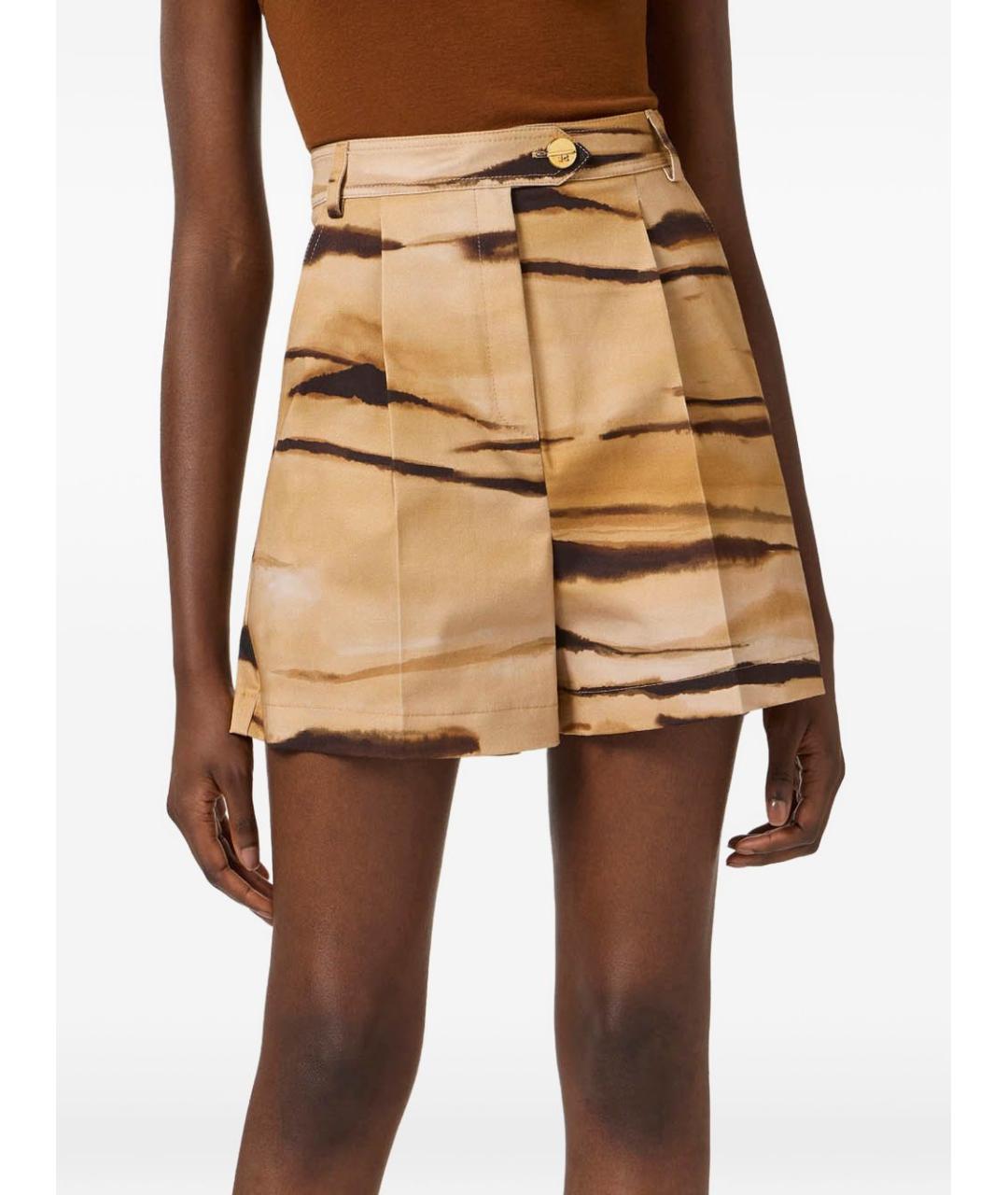 ELISABETTA FRANCHI Бежевые хлопковые шорты, фото 2