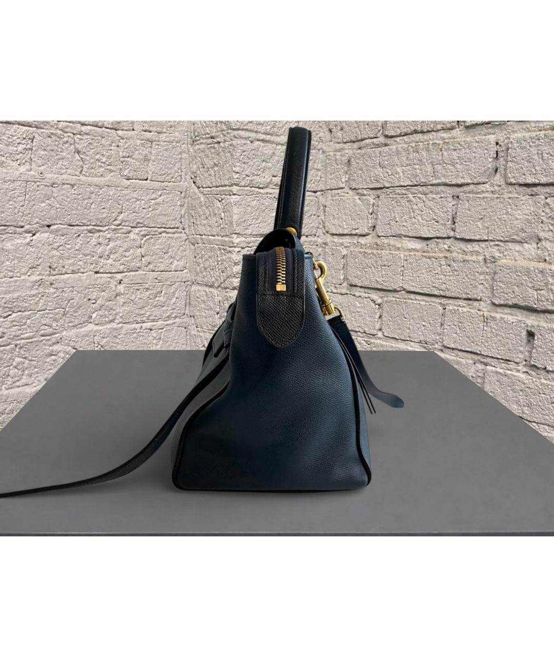 CELINE Темно-синяя кожаная сумка через плечо, фото 4