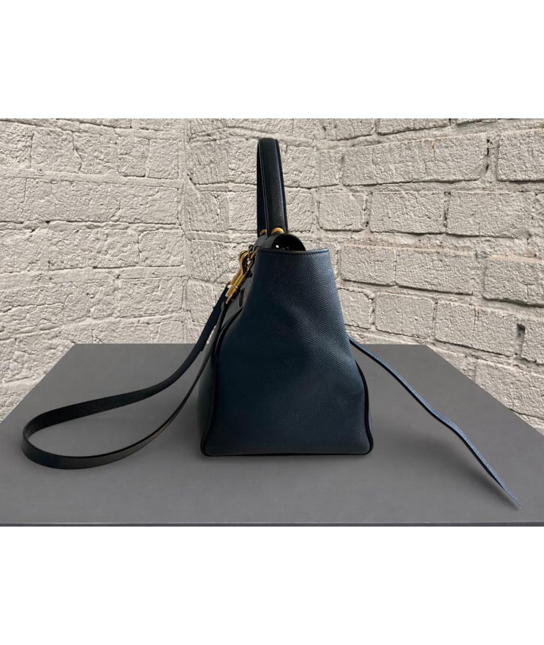 CELINE Темно-синяя кожаная сумка через плечо, фото 5