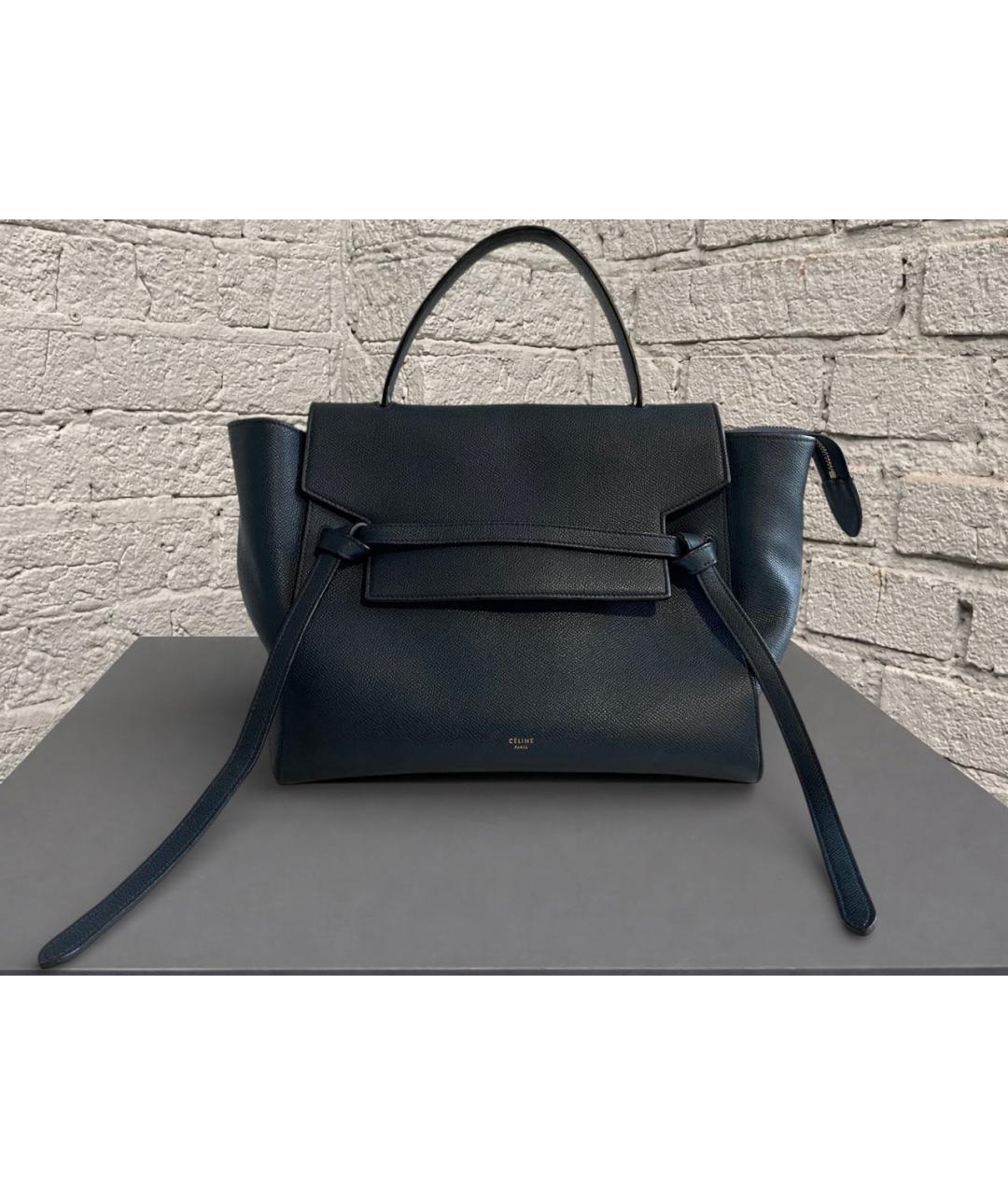 CELINE Темно-синяя кожаная сумка через плечо, фото 2