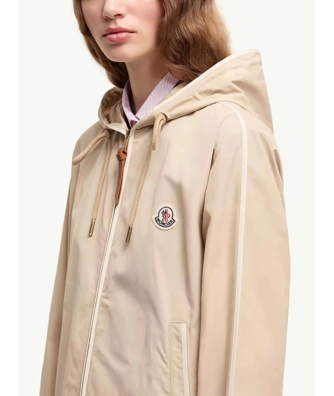 MONCLER Бежевая полиэстеровая куртка, фото 3