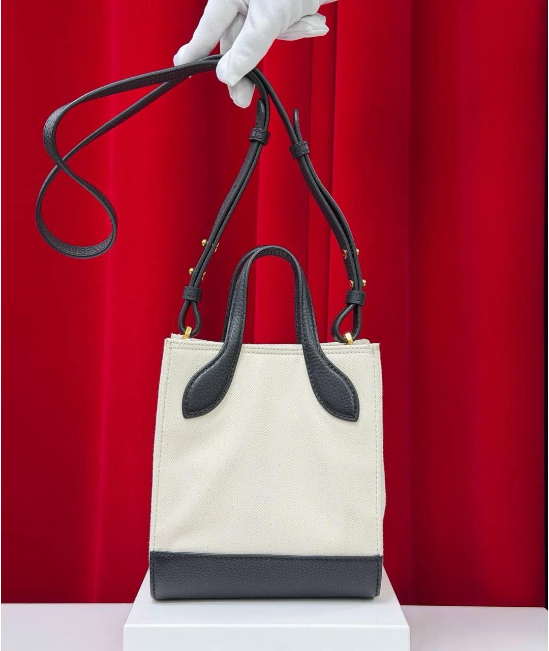 BALLY Бежевая тканевая сумка с короткими ручками, фото 7