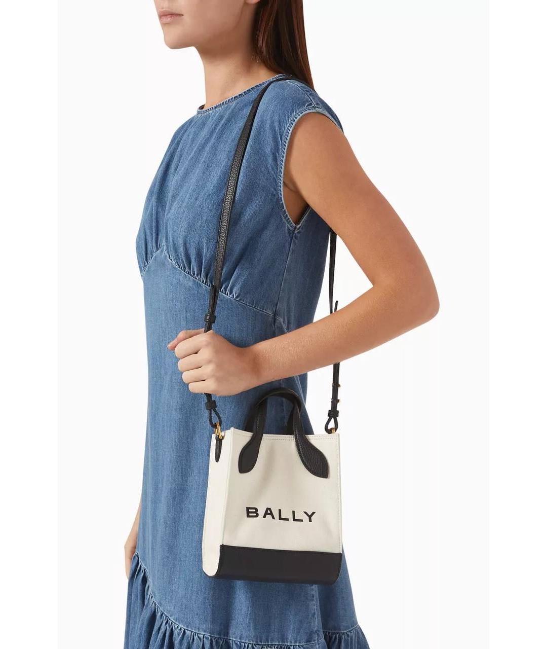 BALLY Бежевая тканевая сумка с короткими ручками, фото 5