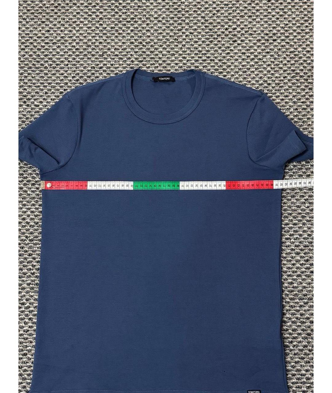TOM FORD Синяя хлопко-эластановая футболка, фото 6