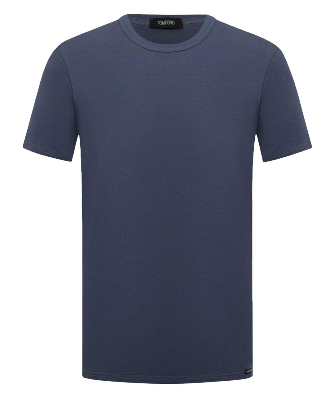 TOM FORD Синяя хлопко-эластановая футболка, фото 1