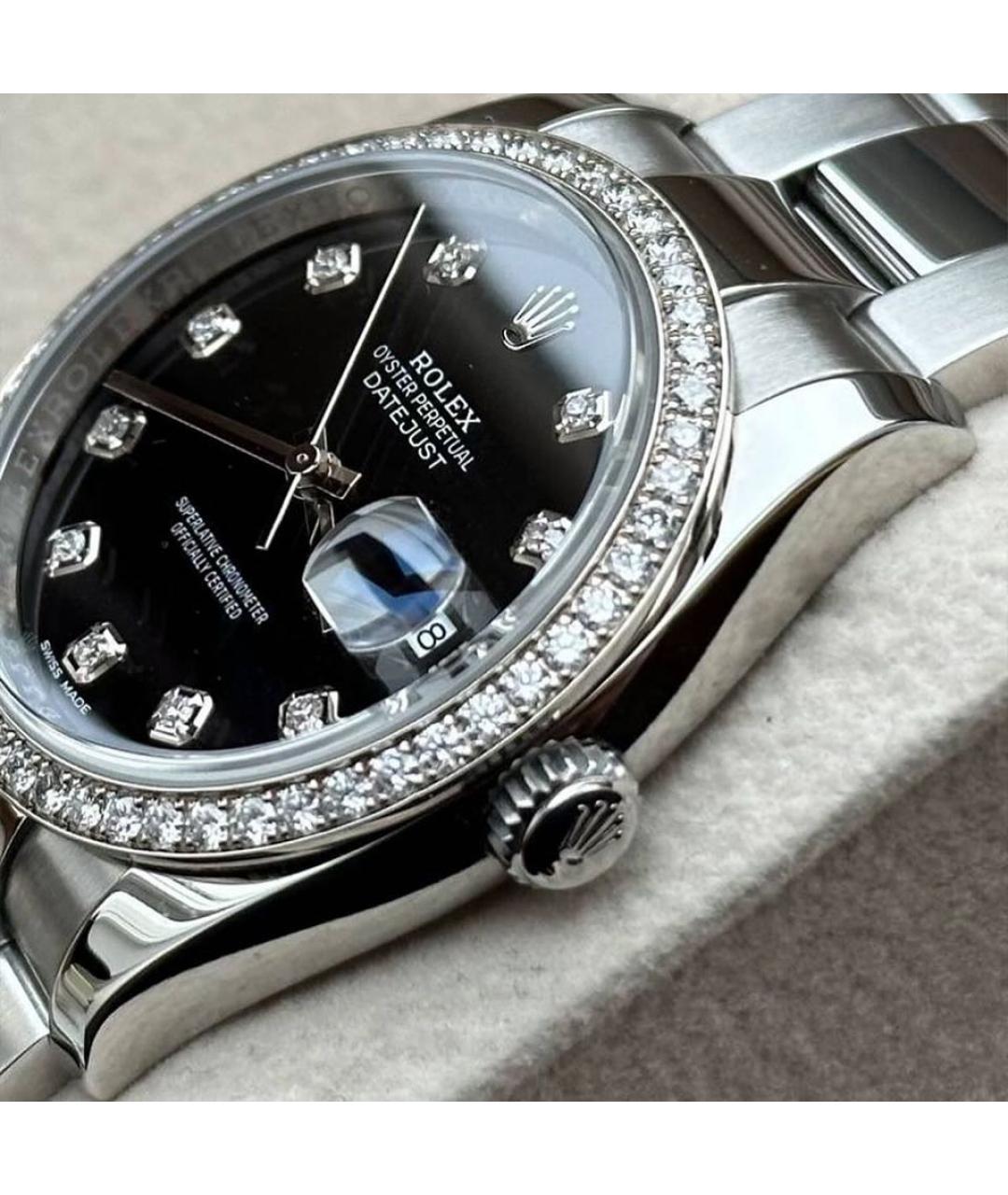 ROLEX Черные металлические часы, фото 4