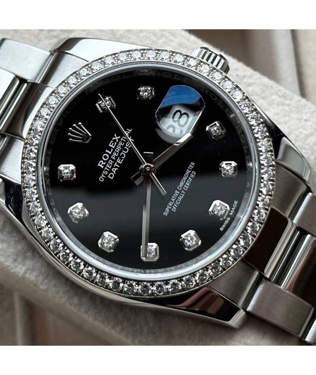 ROLEX Черные металлические часы, фото 2