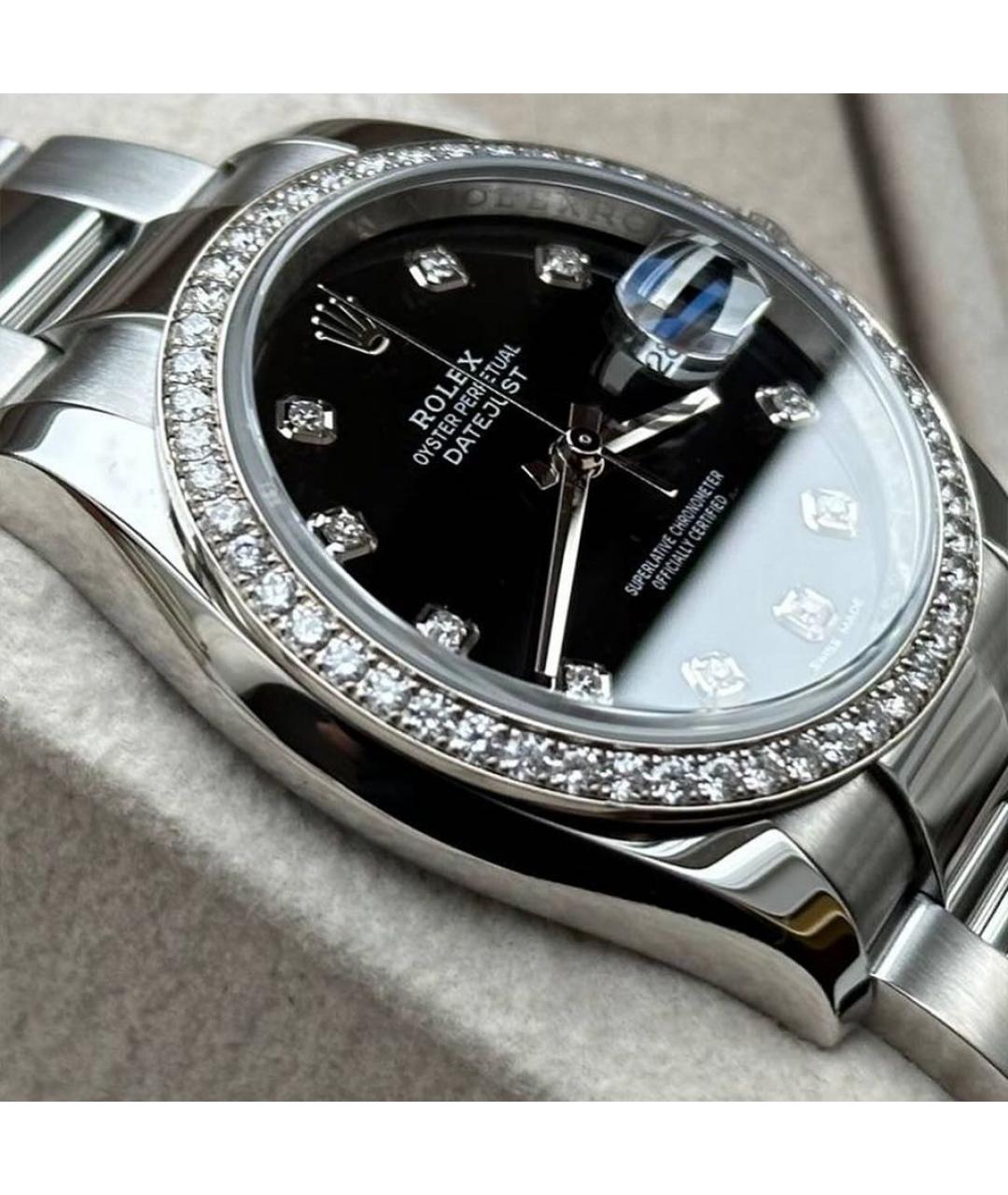 ROLEX Черные металлические часы, фото 5