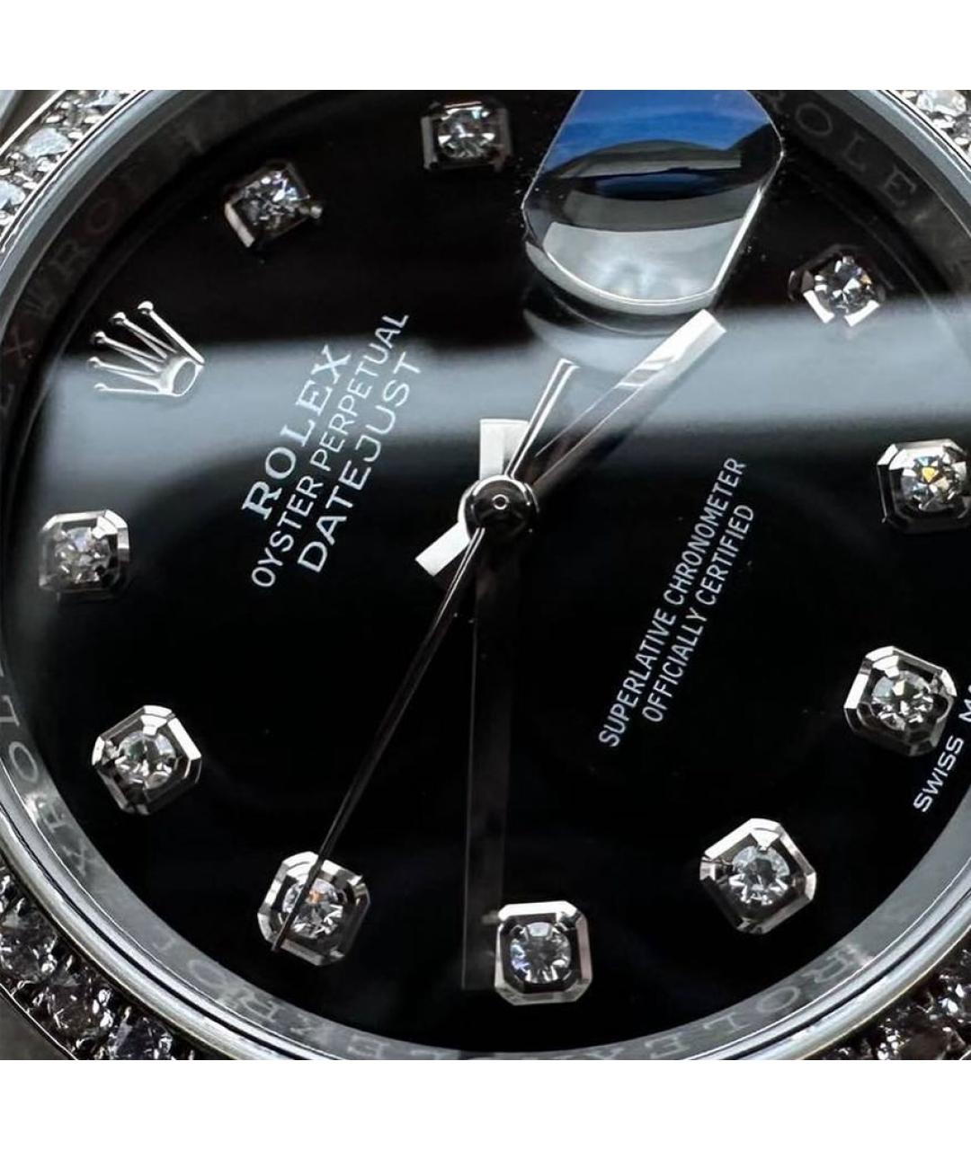 ROLEX Черные металлические часы, фото 8