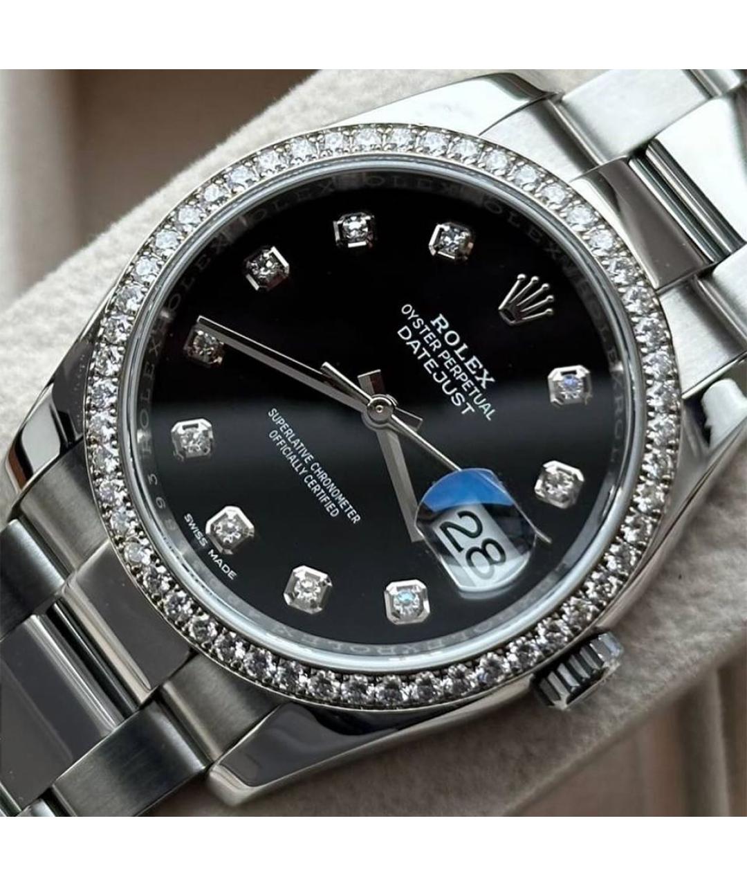 ROLEX Черные металлические часы, фото 3