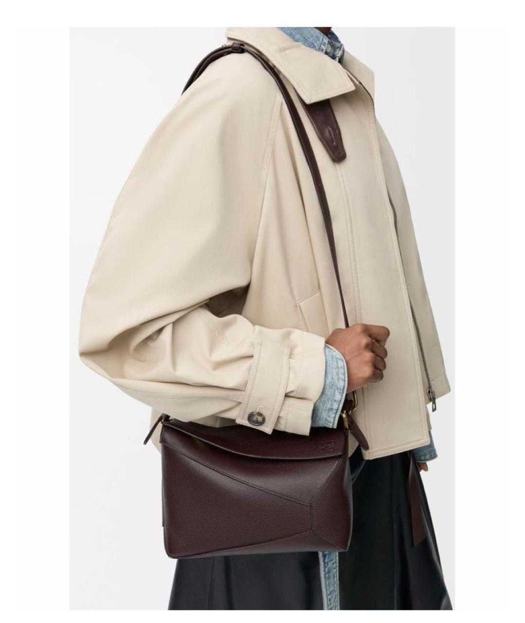 LOEWE Коричневая кожаная сумка через плечо, фото 4