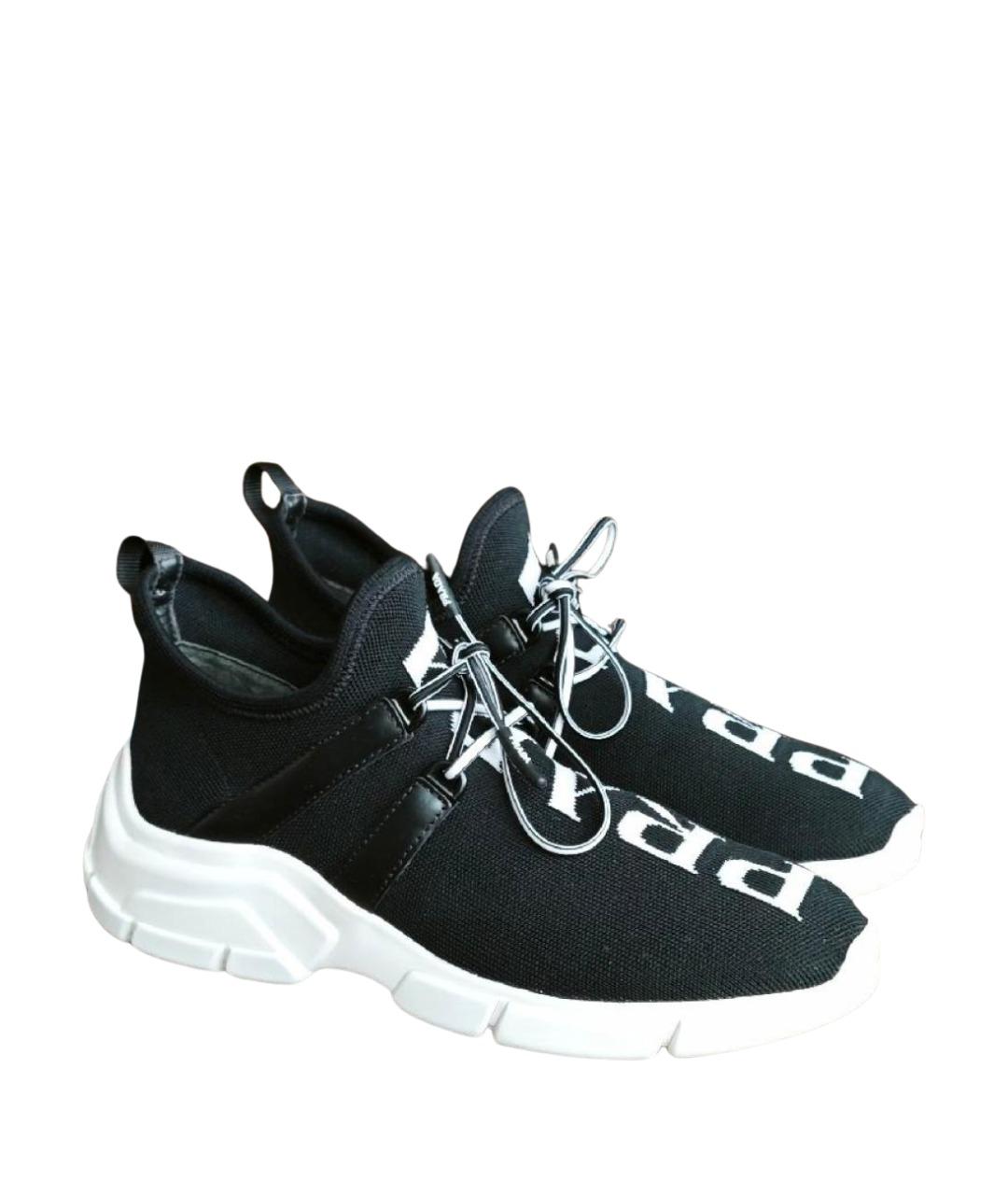 PRADA Черные текстильные кроссовки, фото 1