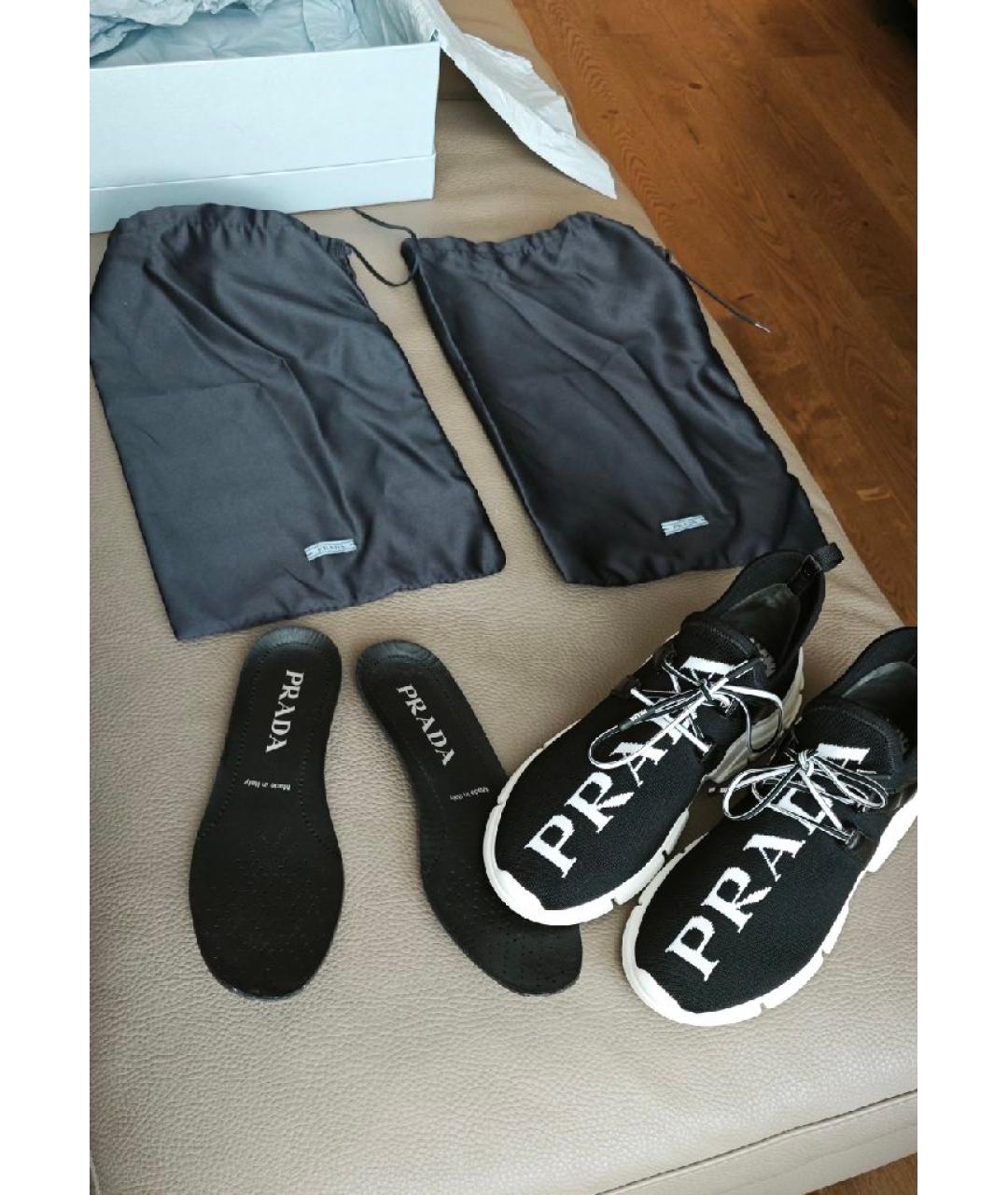 PRADA Черные текстильные кроссовки, фото 2