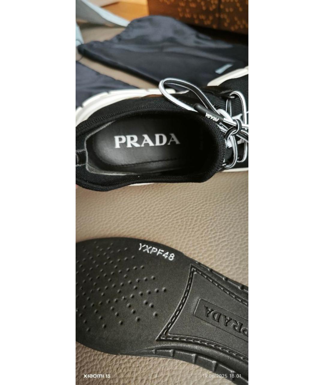 PRADA Черные текстильные кроссовки, фото 3