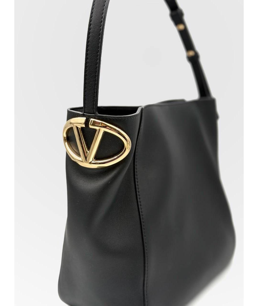 VALENTINO Черная кожаная сумка тоут, фото 3