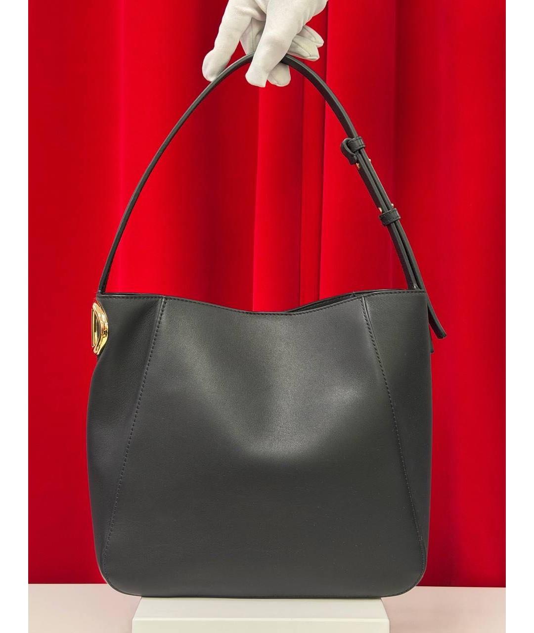 VALENTINO Черная кожаная сумка тоут, фото 6