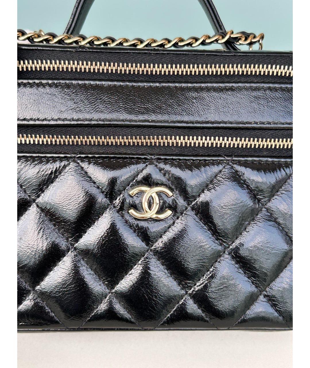 CHANEL Черная кожаная сумка с короткими ручками, фото 5