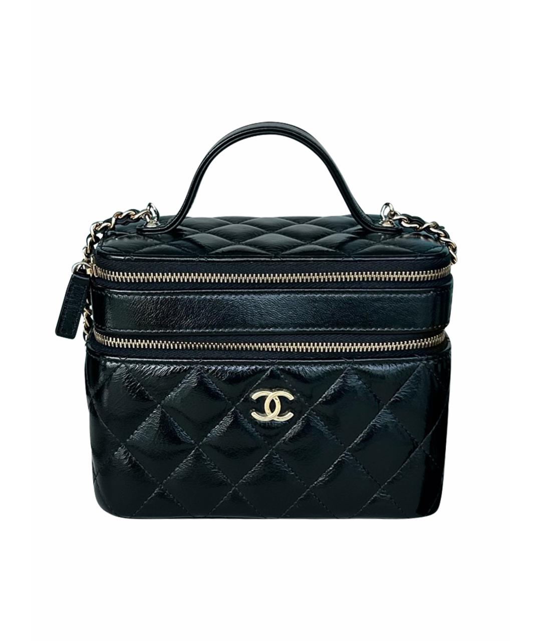 CHANEL Черная кожаная сумка с короткими ручками, фото 1