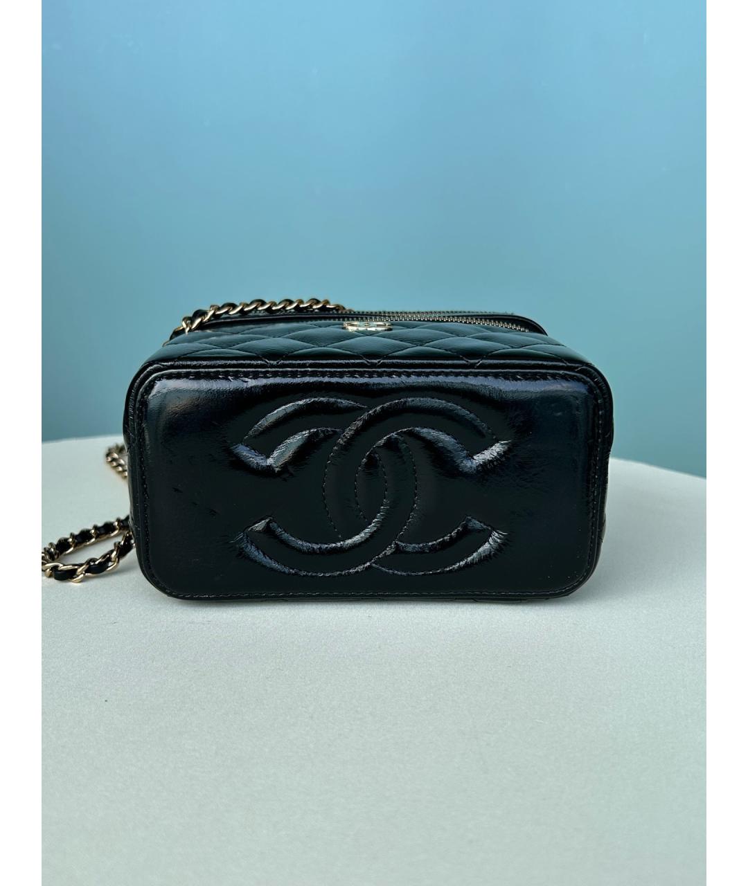 CHANEL Черная кожаная сумка с короткими ручками, фото 4