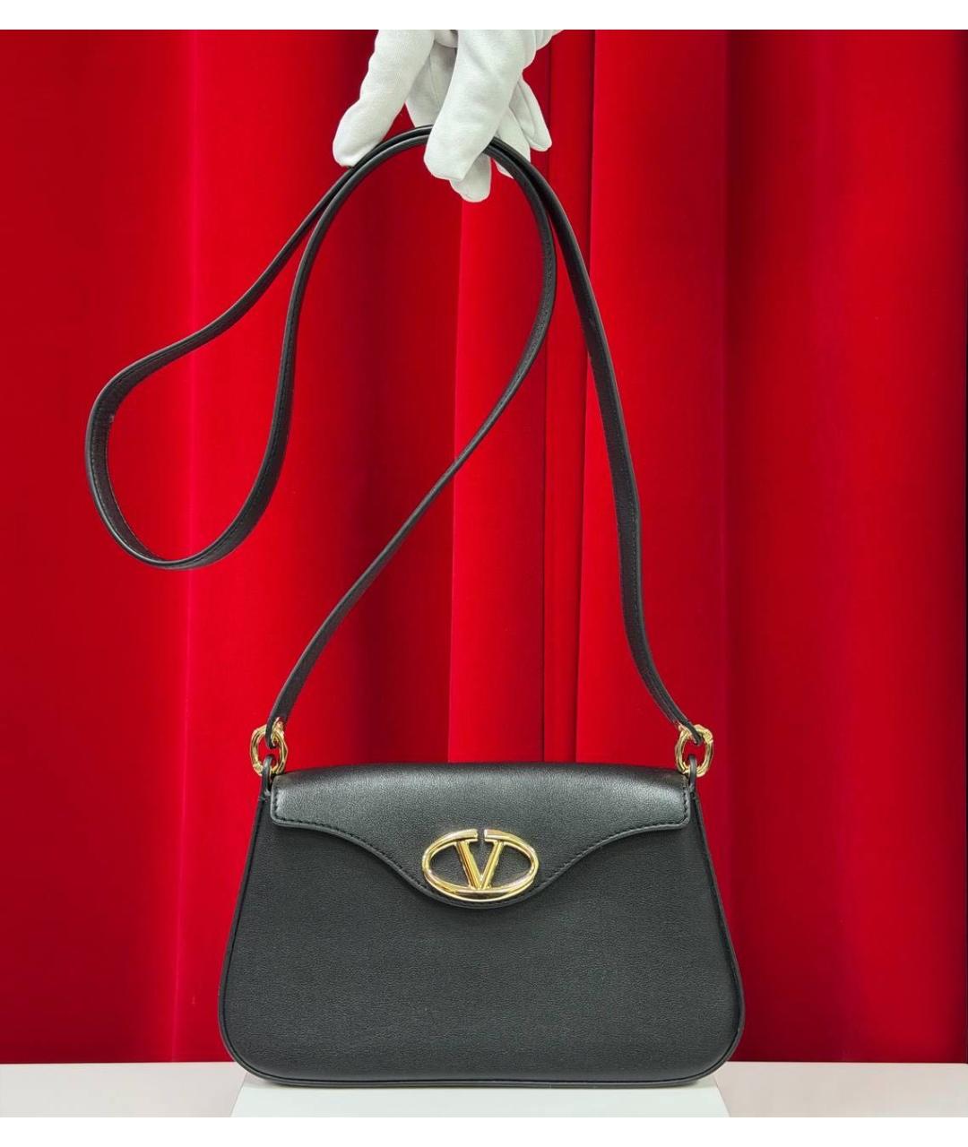 VALENTINO Черная кожаная сумка через плечо, фото 5
