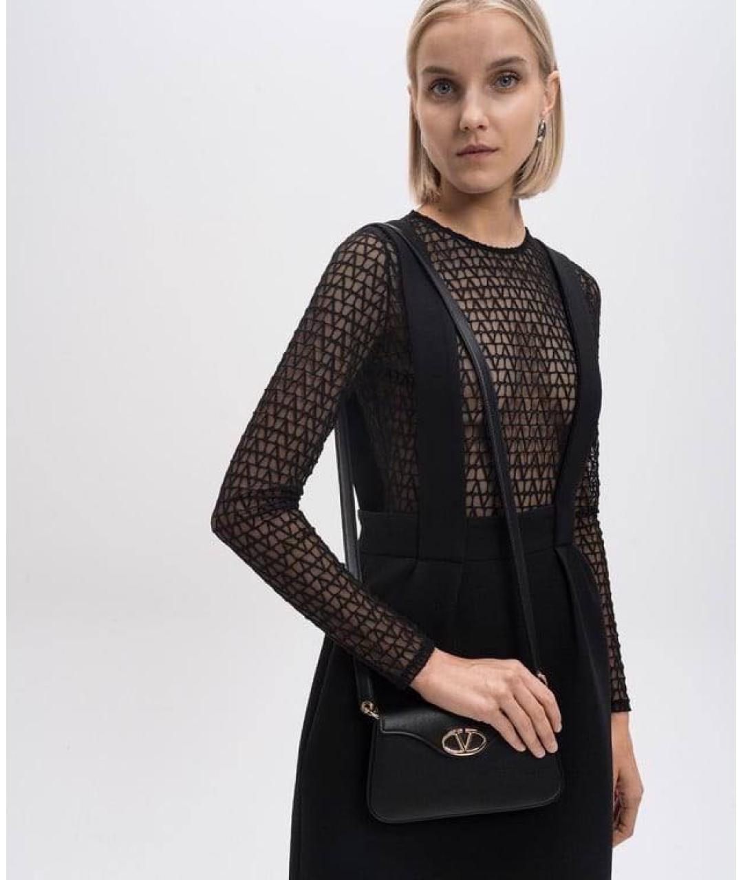 VALENTINO Черная кожаная сумка через плечо, фото 4
