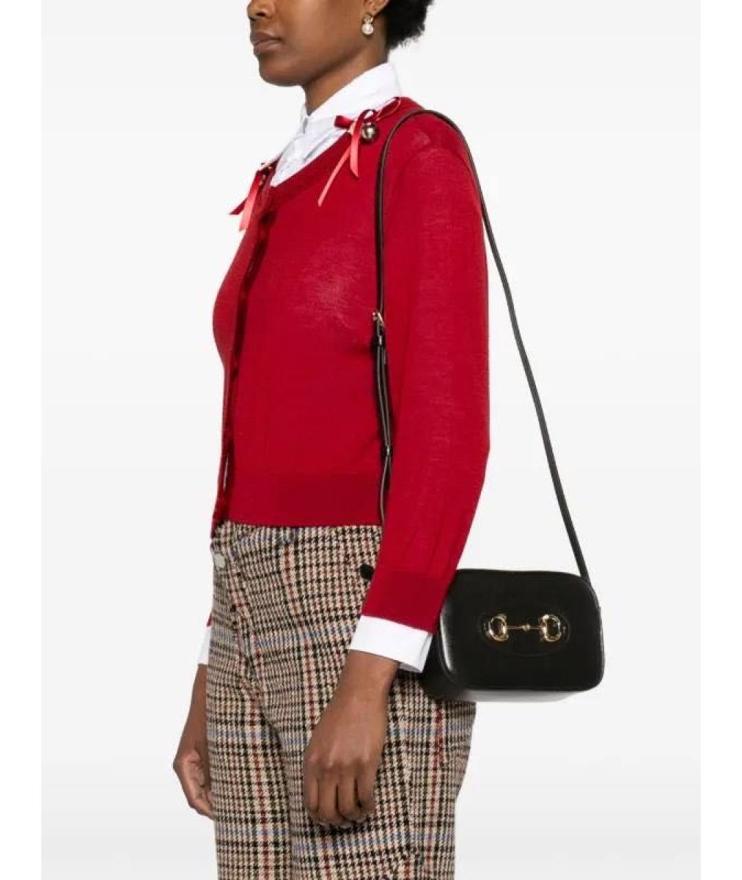 GUCCI Черная кожаная сумка через плечо, фото 4