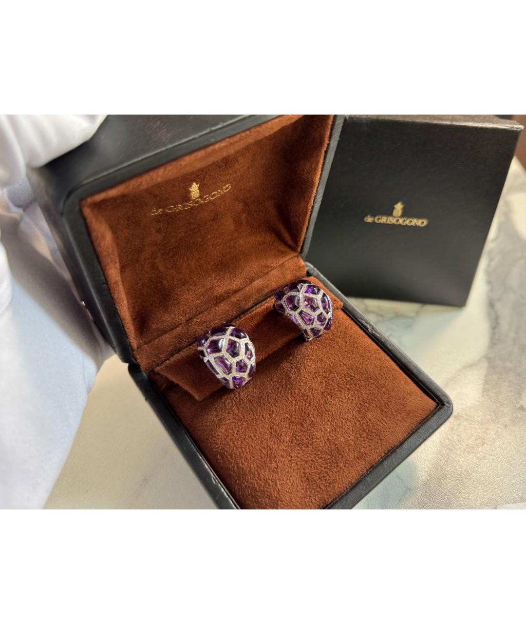 DE GRISOGONO Фиолетовые серьги из белого золота, фото 5
