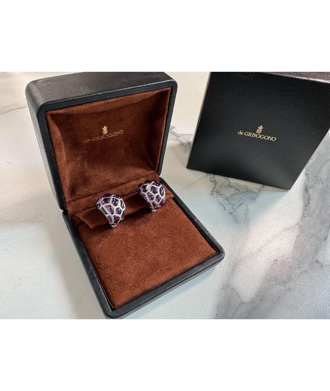 DE GRISOGONO Фиолетовые серьги из белого золота, фото 3