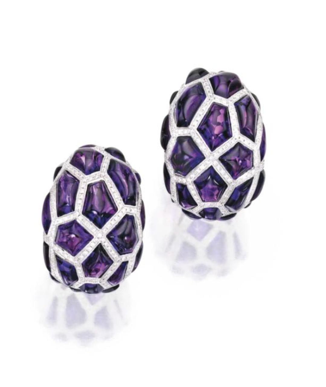 DE GRISOGONO Фиолетовые серьги из белого золота, фото 10