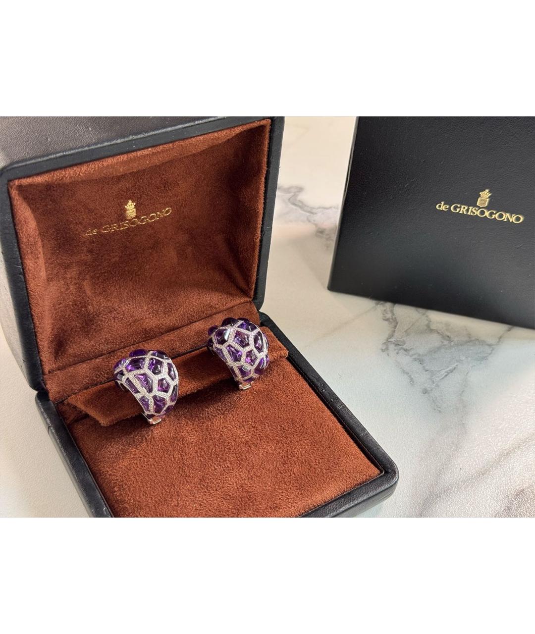 DE GRISOGONO Фиолетовые серьги из белого золота, фото 8