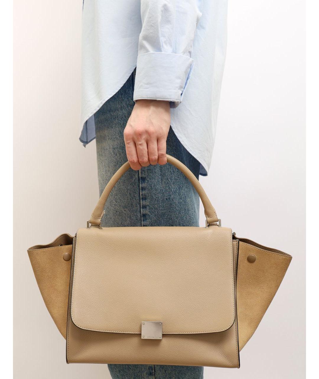 CELINE Бежевая кожаная сумка через плечо, фото 2